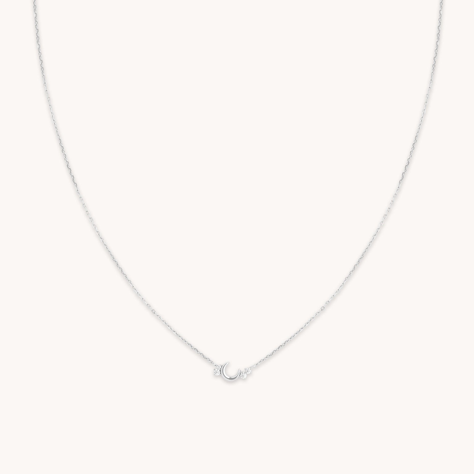 Crescent Moon Pendant Necklace in Silver-Astrid &amp; Miyu