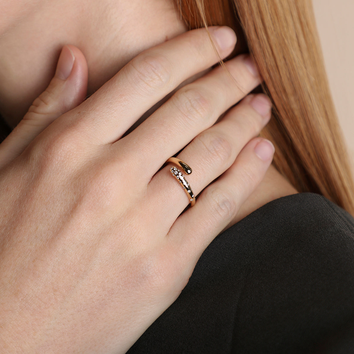 Crystal Scatter Dome Ring in Gold-Astrid &amp; Miyu