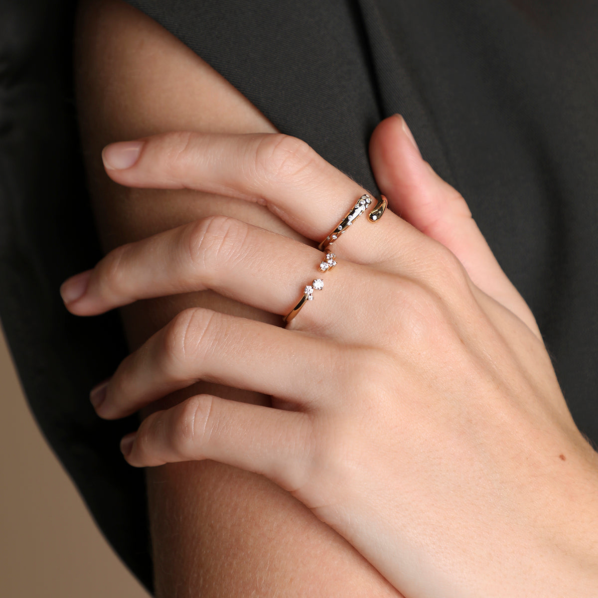 Crystal Trail Open Ring in Gold-Astrid &amp; Miyu