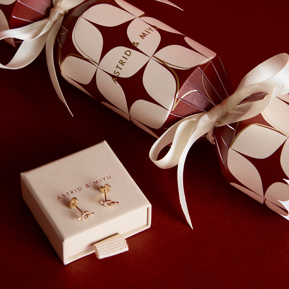 Crescent Moon Studs Cracker in Gold-Astrid &amp; Miyu