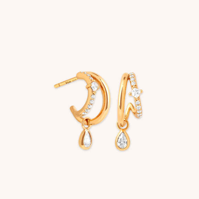 Illusion Pear Charm Huggies in Gold-Astrid &amp; Miyu