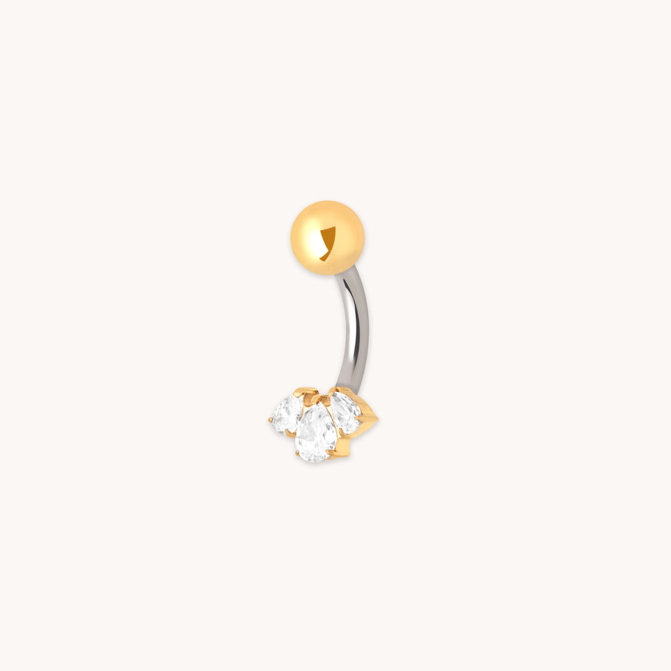 Crystal Cluster Titanium Belly Bar in Gold-Astrid &amp; Miyu