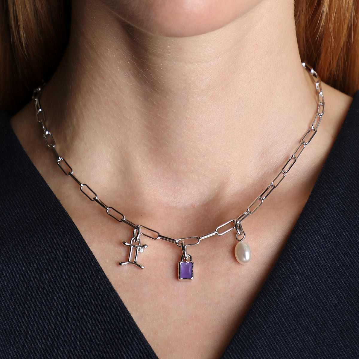 Bold Piccadilly Chain Necklace in Silver-Astrid &amp; Miyu