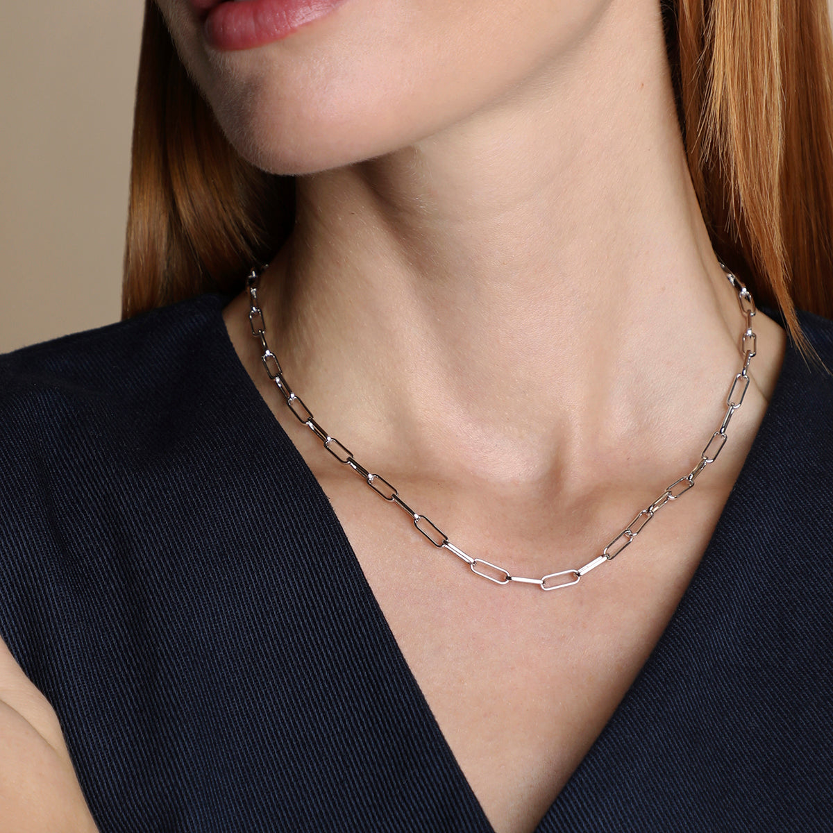 Bold Piccadilly Chain Necklace in Silver-Astrid &amp; Miyu