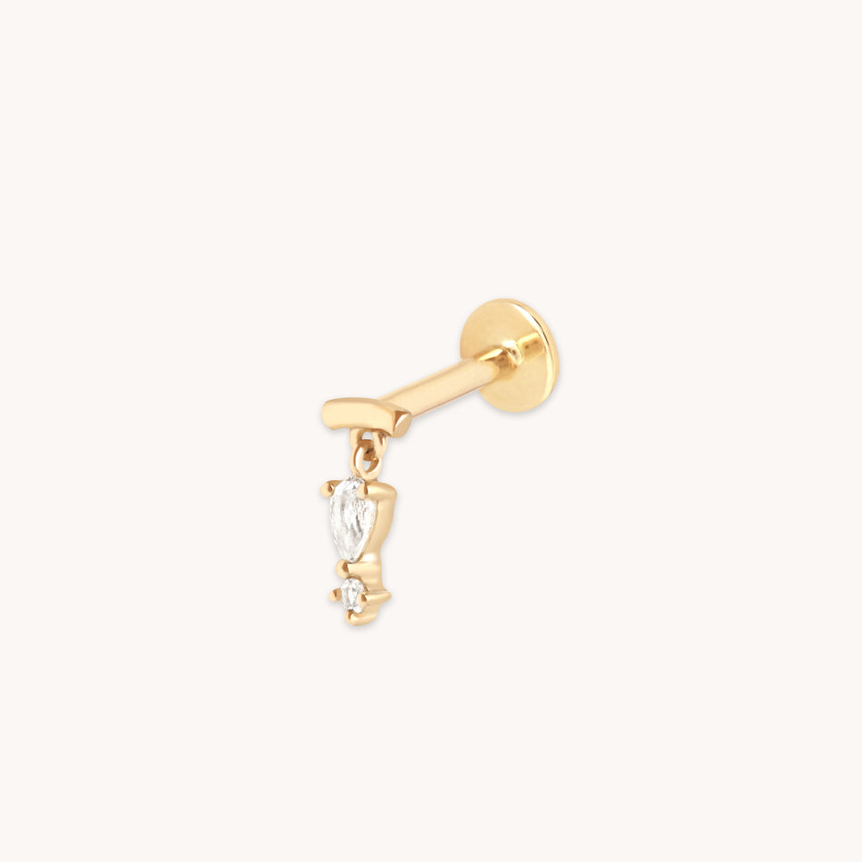 Pear Charm Hidden Helix in Solid Gold-Astrid &amp; Miyu