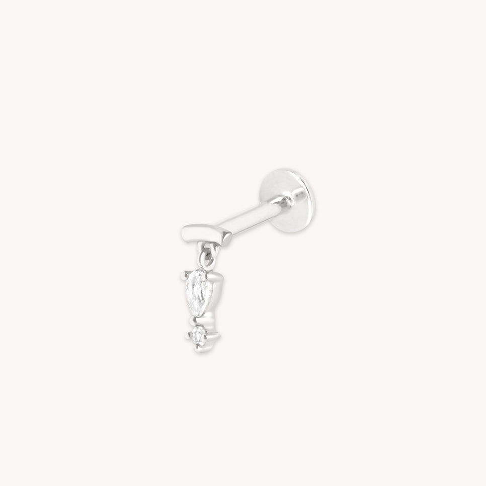 Pear Charm Hidden Helix in Solid White Gold-Astrid &amp; Miyu