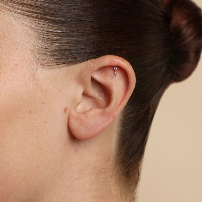 Pear Charm Hidden Helix in Solid White Gold-Astrid &amp; Miyu