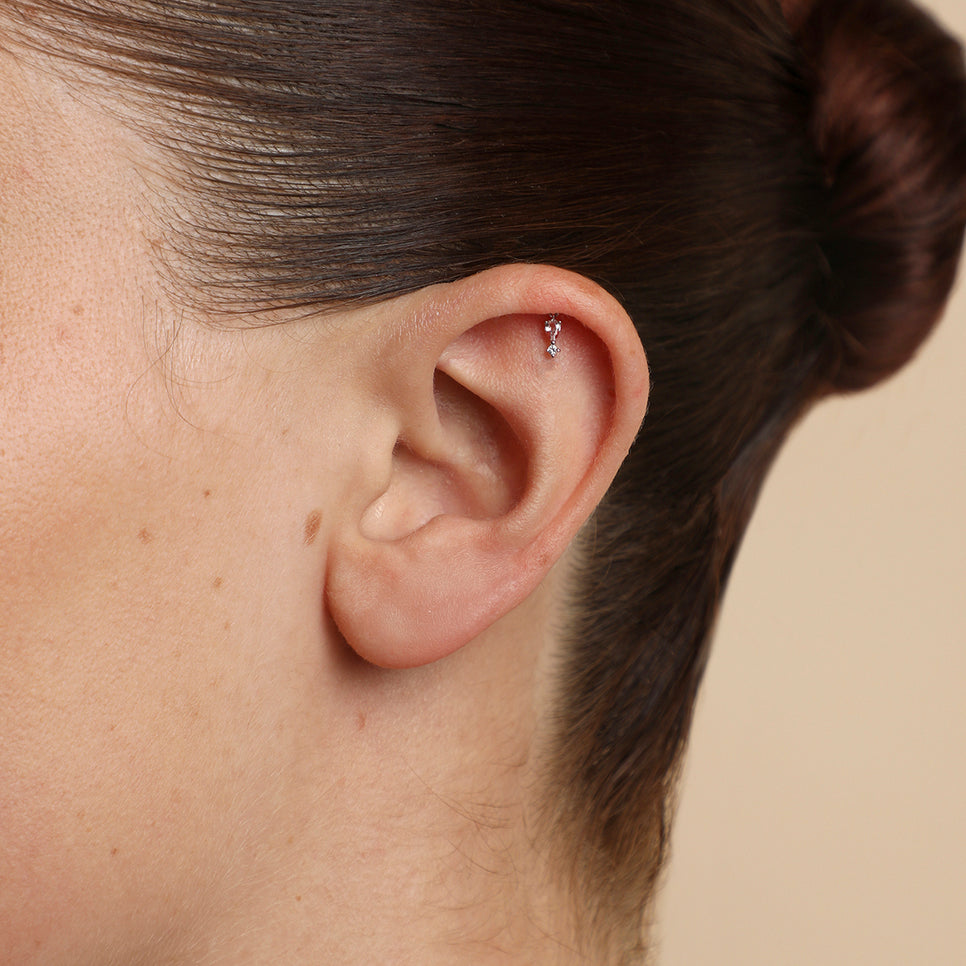 Pear Charm Hidden Helix in Solid White Gold-Astrid &amp; Miyu