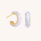 Blue Lace Agate Stone Hoops in Gold-Astrid &amp; Miyu