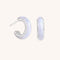 Blue Lace Agate Stone Hoops in Silver-Astrid &amp; Miyu