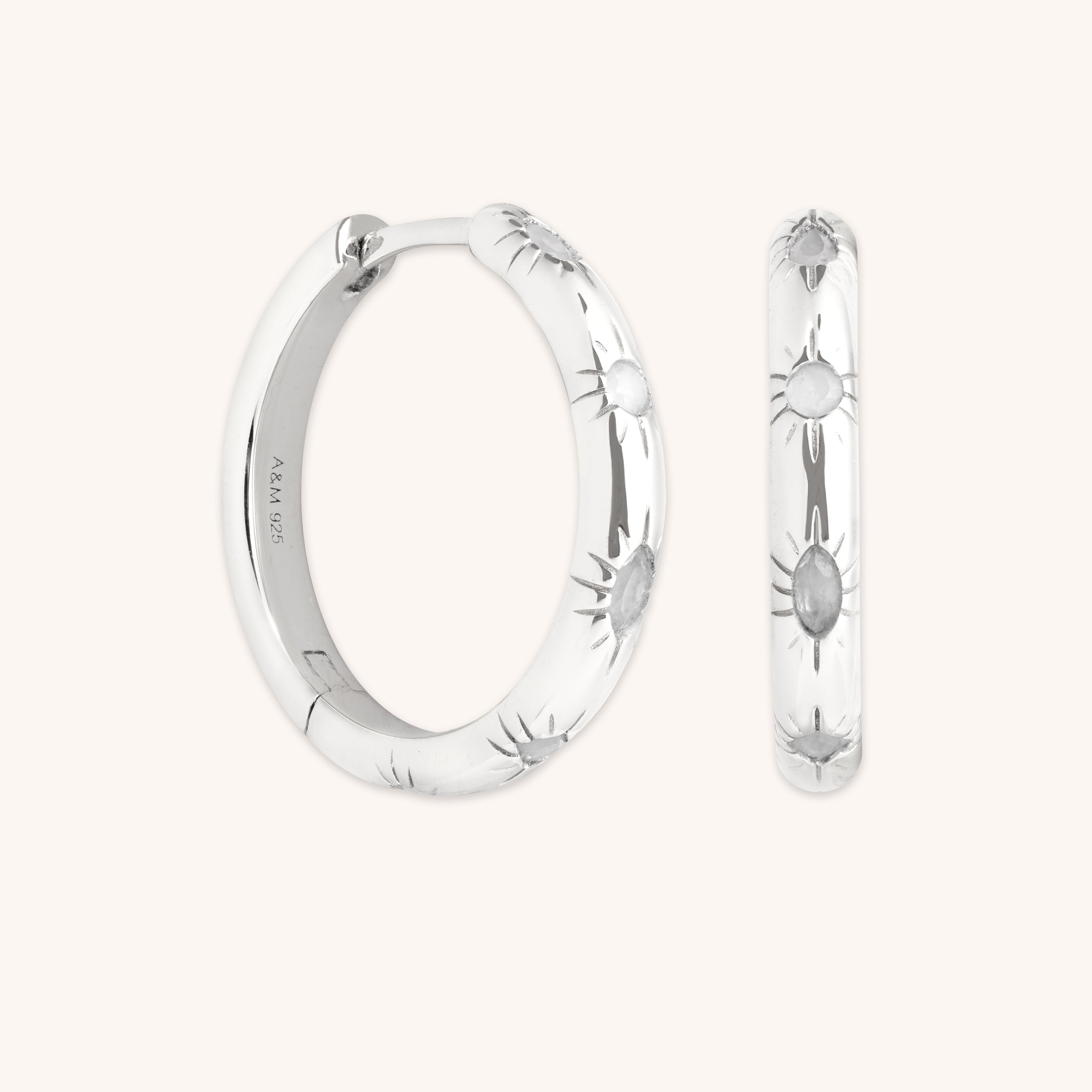 Blue Lace Agate Sun Hoops in Silver-Astrid &amp; Miyu