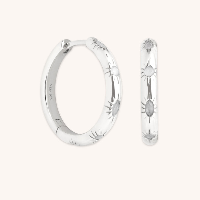 Blue Lace Agate Sun Hoops in Silver-Astrid &amp; Miyu