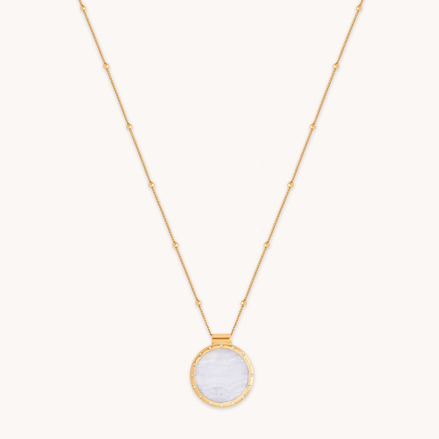 Blue Lace Agate Pendant Necklace in Gold-Astrid &amp; Miyu