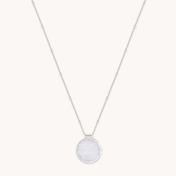 Blue Lace Agate Pendant Necklace in Silver-Astrid &amp; Miyu
