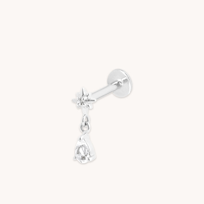 Diamond Cosmic Charm Piercing Stud in Solid White Gold-Astrid &amp; Miyu