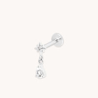 Diamond Cosmic Charm Piercing Stud in Solid White Gold-Astrid &amp; Miyu