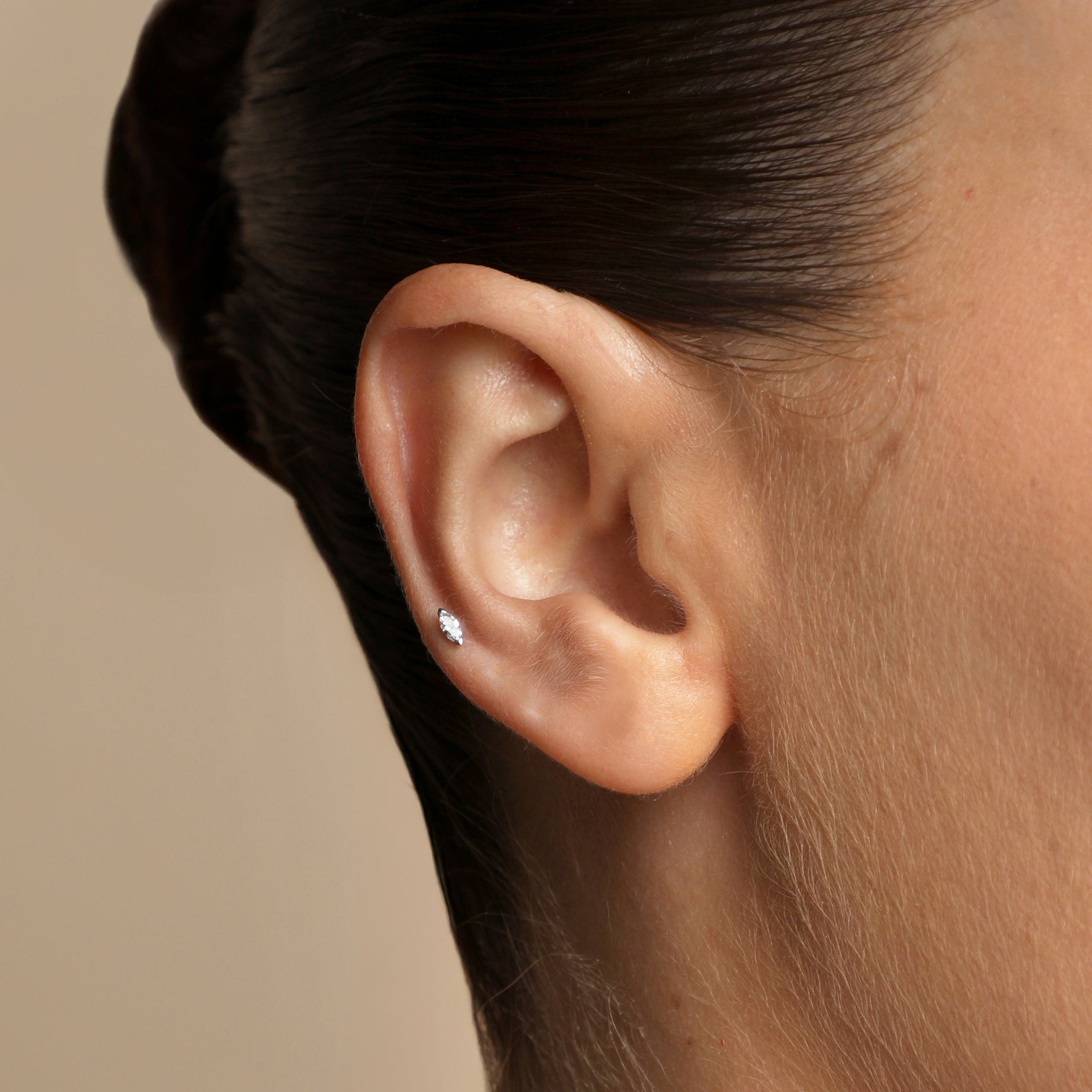 Diamond Marquise Piercing Stud in Solid White Gold-Astrid &amp; Miyu