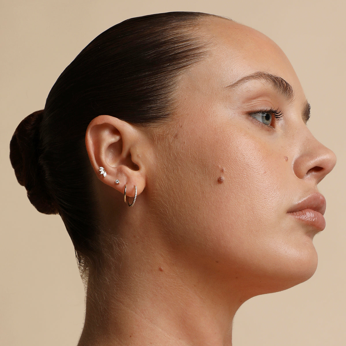 Diamond Marquise Fan Piercing Stud in Solid Gold-Astrid &amp; Miyu