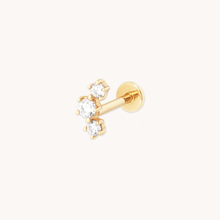 Diamond Curved Piercing Stud in Solid Gold-Astrid &amp; Miyu