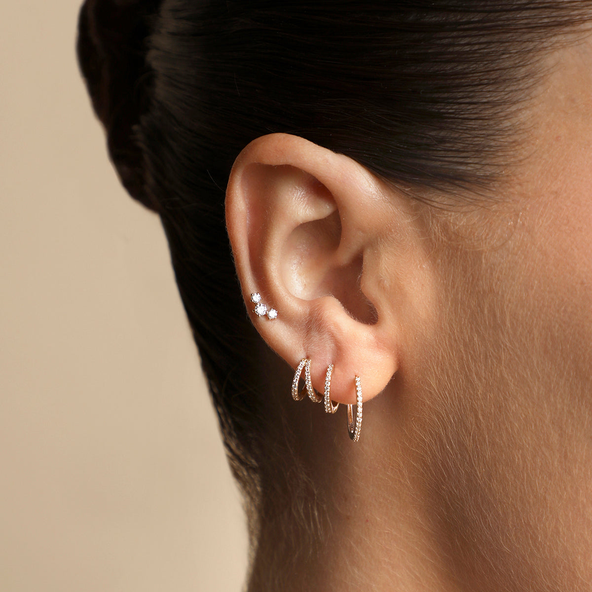 Diamond Curved Piercing Stud in Solid Gold-Astrid &amp; Miyu