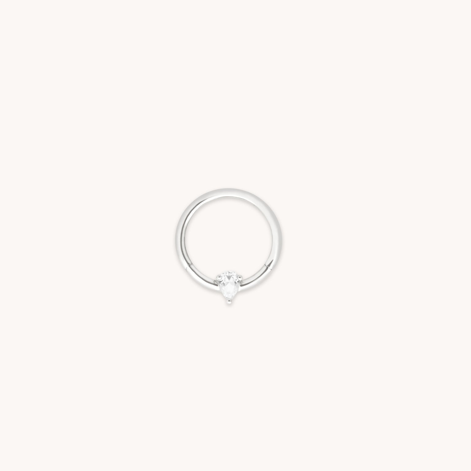 White Topaz Pear Daith Hoop in Solid White Gold-Astrid &amp; Miyu