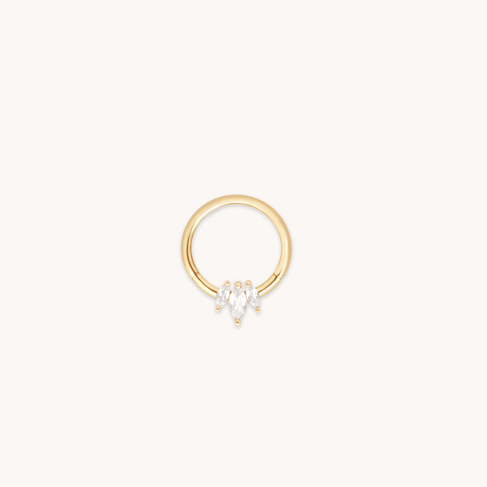 Topaz Marquise Fan Daith Hoop in Solid Gold-Astrid &amp; Miyu