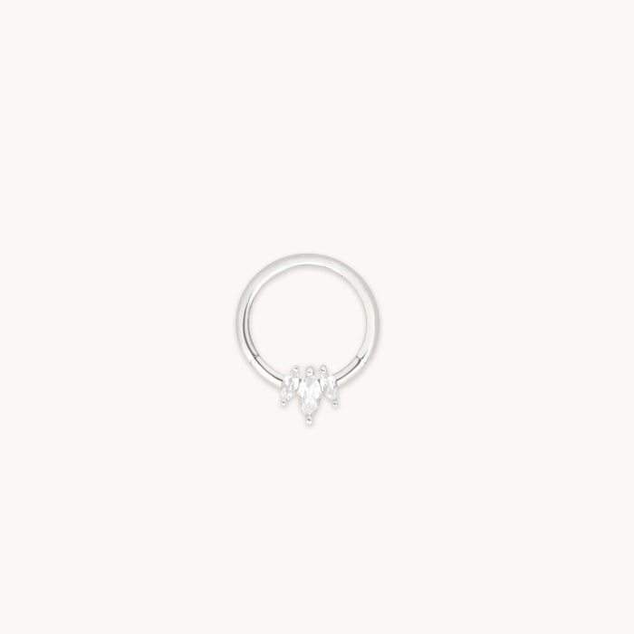 Topaz Marquise Fan Daith Hoop in Solid White Gold-Astrid &amp; Miyu