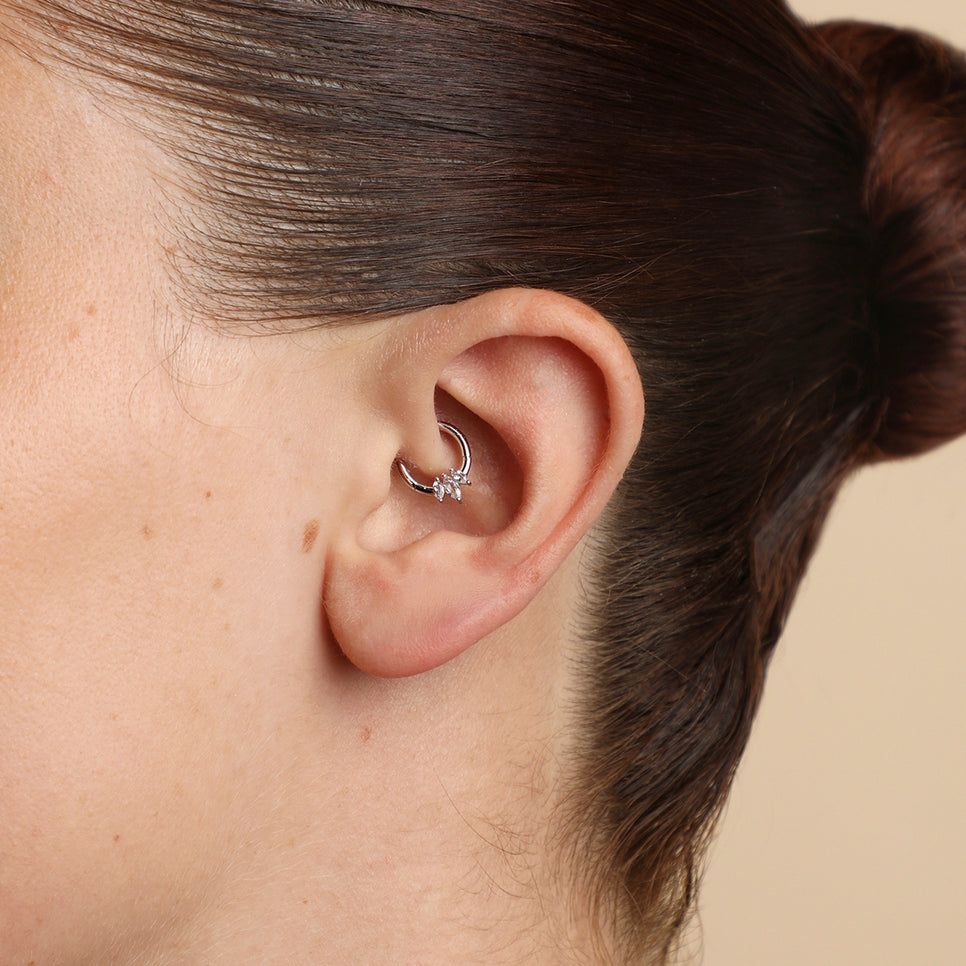 Topaz Marquise Fan Daith Hoop in Solid White Gold-Astrid &amp; Miyu