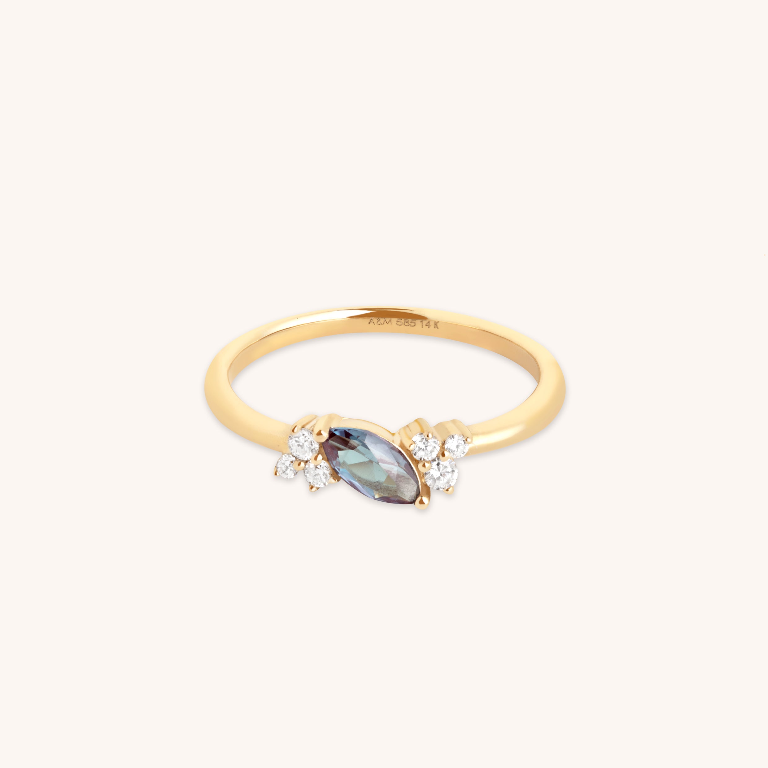 Alexandrite Cluster Milestone Ring in Solid Gold-Astrid &amp; Miyu