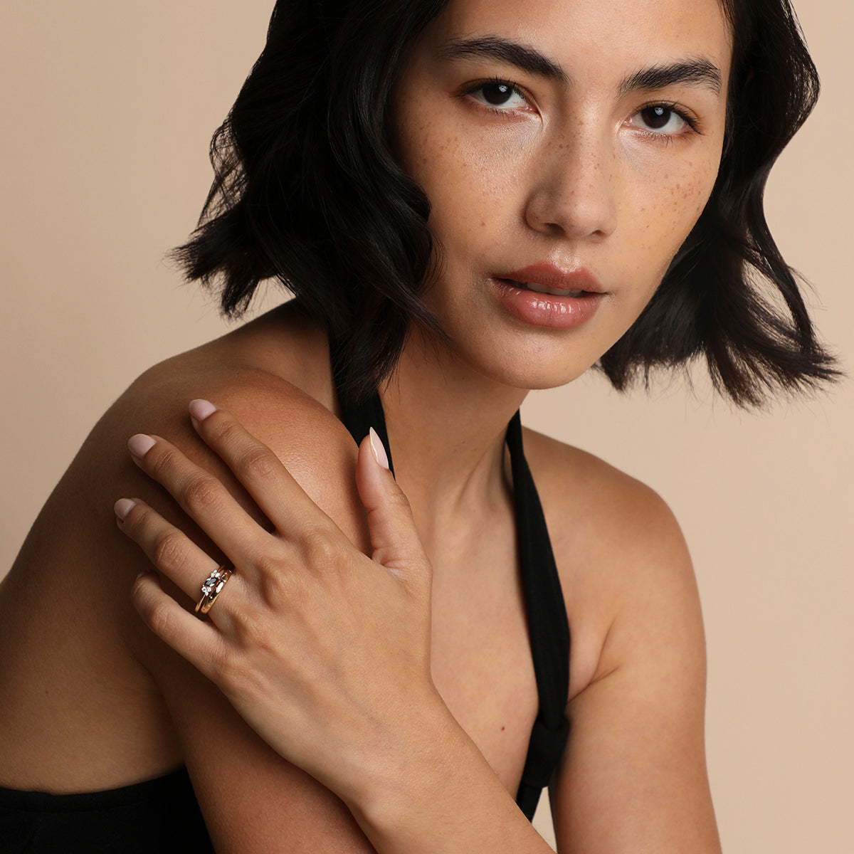 Alexandrite Cluster Milestone Ring in Solid Gold-Astrid &amp; Miyu