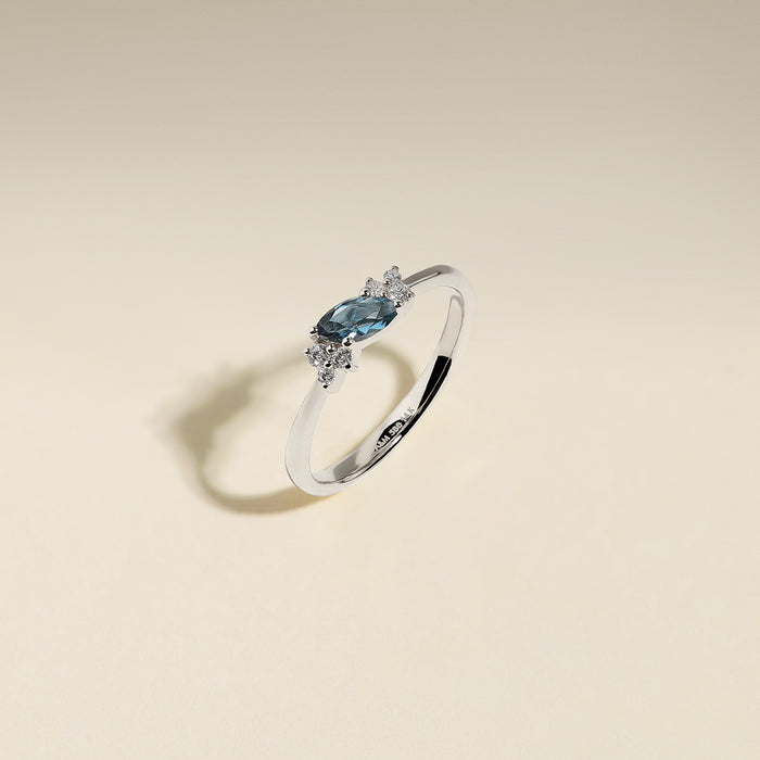 Alexandrite June Birthstone Milestone Ring in Solid White Gold