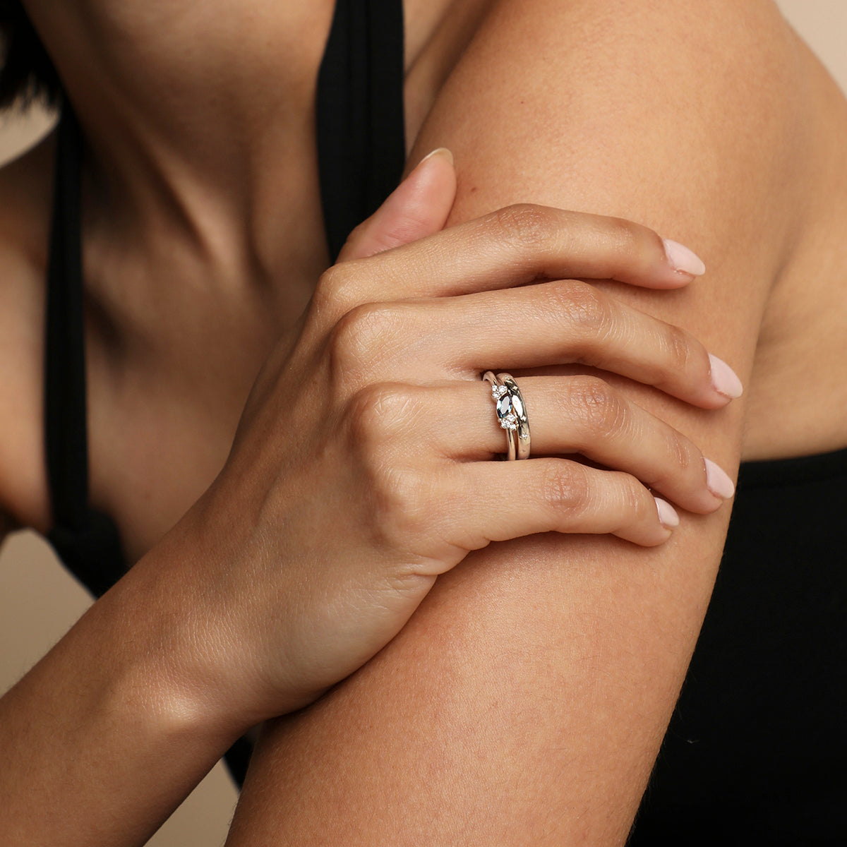 Alexandrite Cluster Milestone Ring in Solid White Gold-Astrid &amp; Miyu