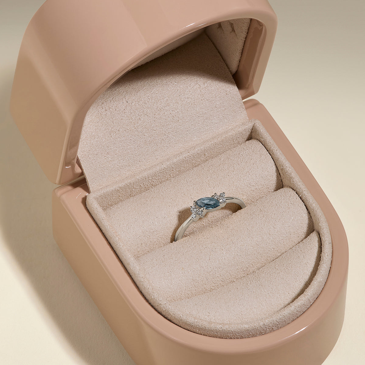 Alexandrite June Birthstone Milestone Ring in Solid White Gold