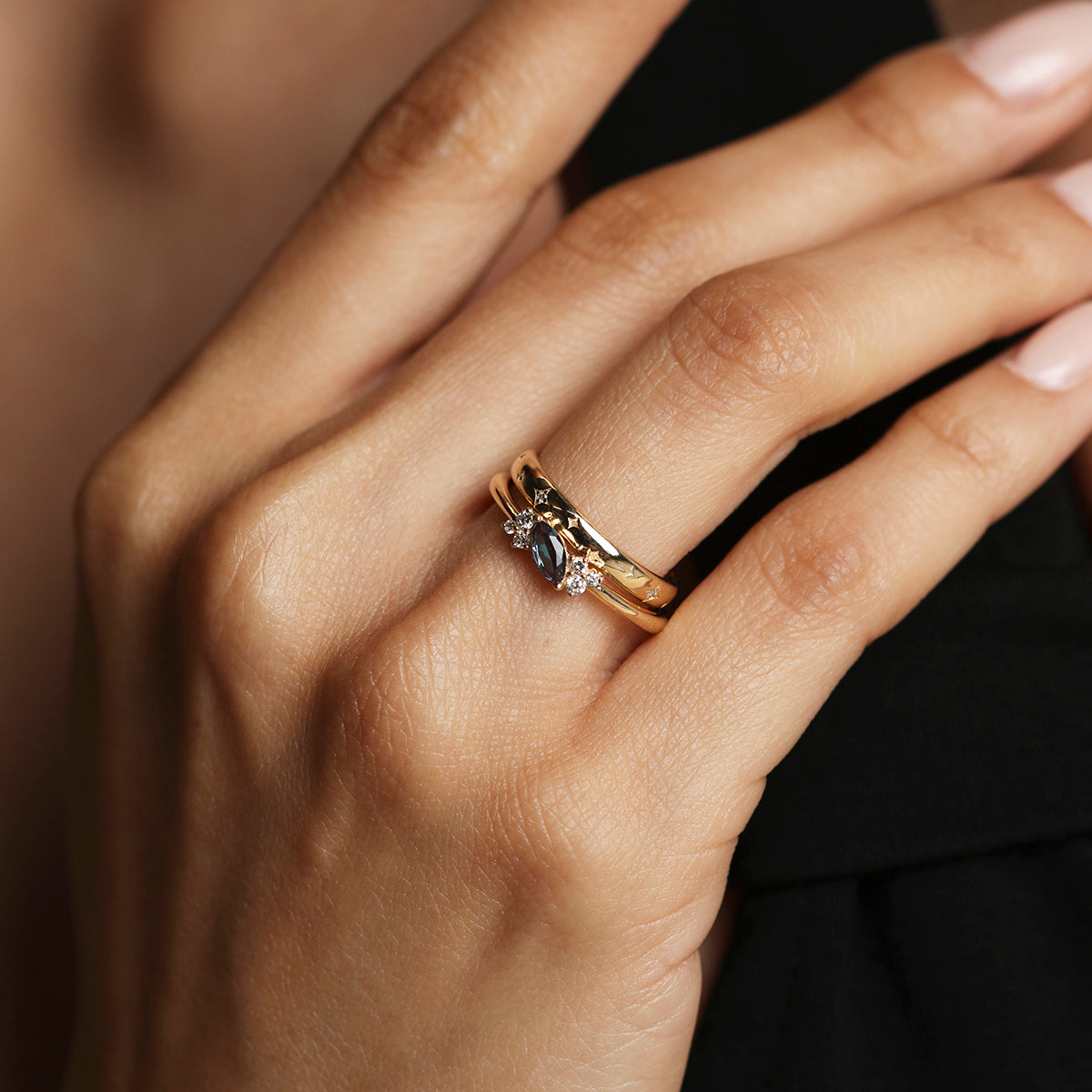 Cosmic Band Milestone Ring in Solid Gold-Astrid &amp; Miyu