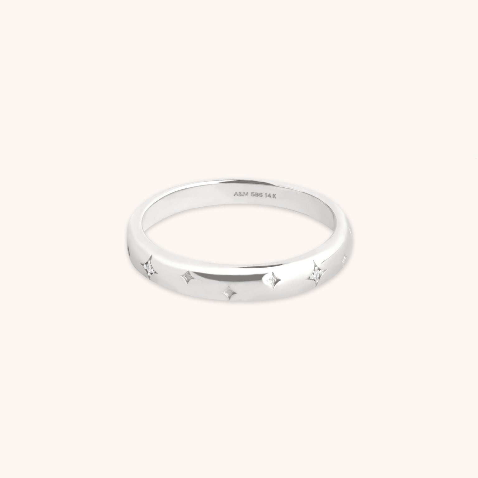 Cosmic Band Milestone Ring in Solid White Gold-Astrid &amp; Miyu