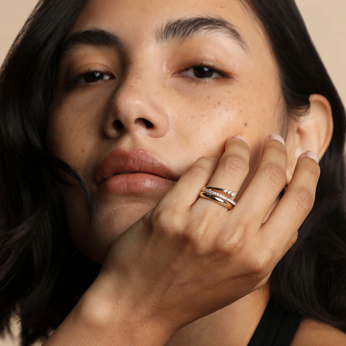 Hidden Cosmic Milestone Ring in Solid Gold-Astrid &amp; Miyu
