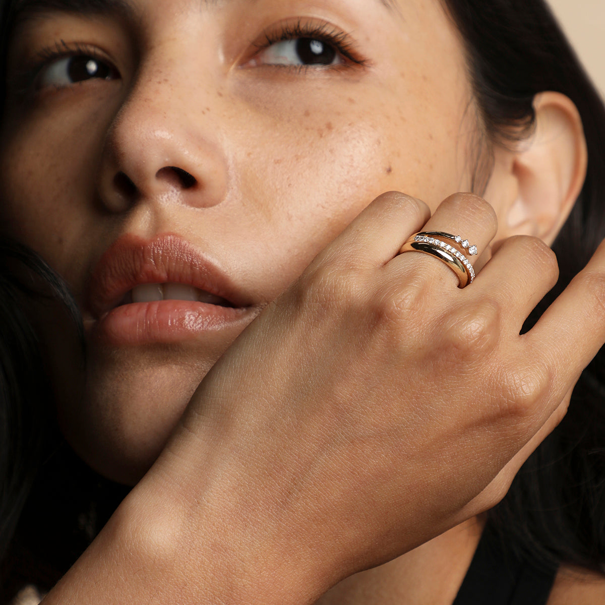 Hidden Cosmic Milestone Ring in Solid Gold-Astrid &amp; Miyu