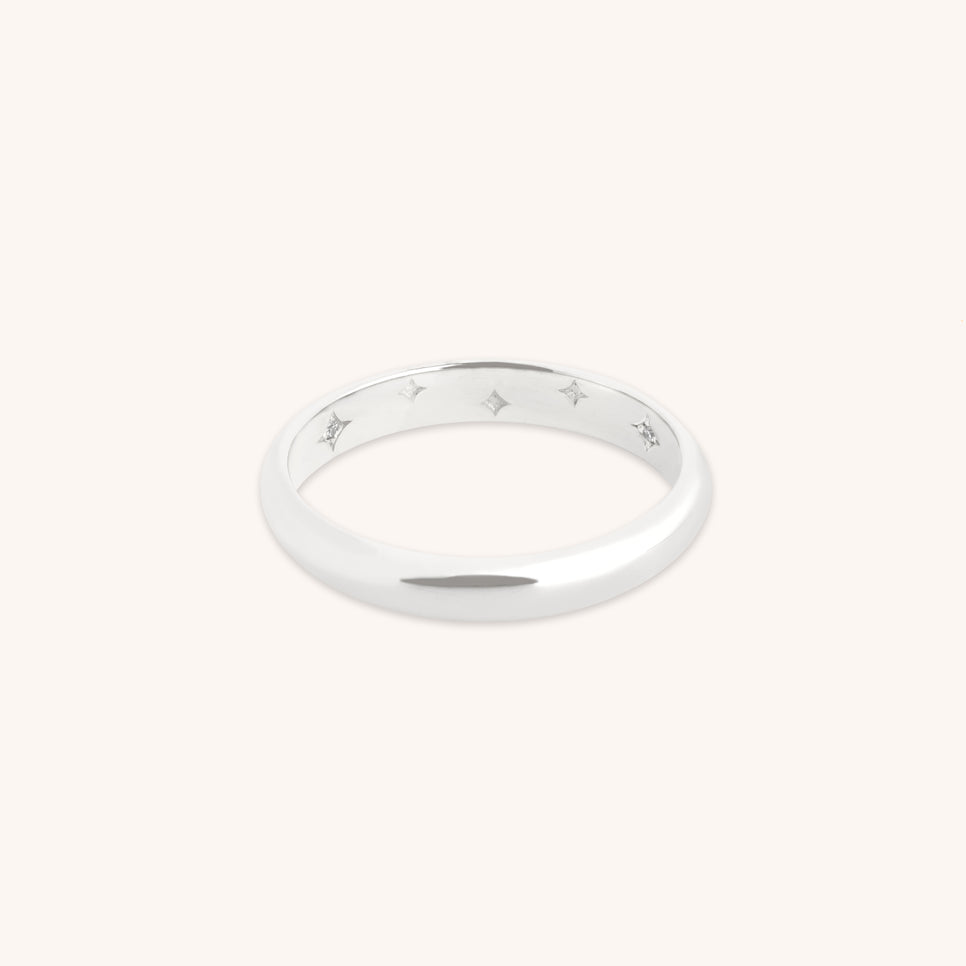 Hidden Cosmic Milestone Ring in Solid White Gold-Astrid &amp; Miyu