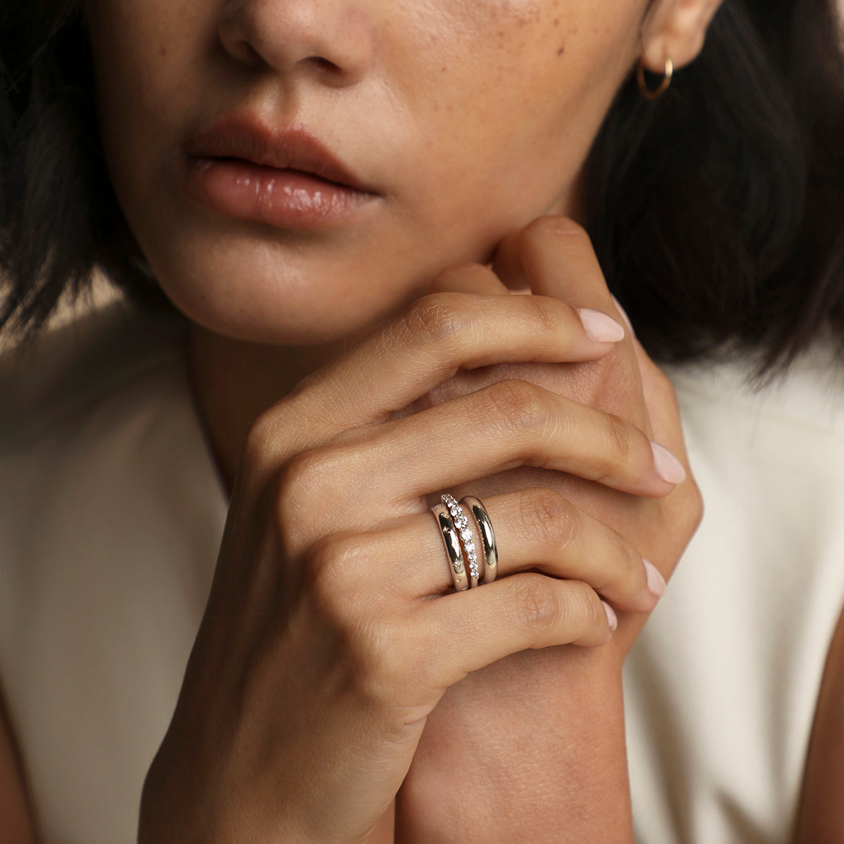 Diamond Eternity Milestone Ring in Solid White Gold-Astrid &amp; Miyu