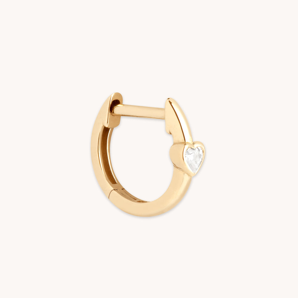 Gold Hoops - Heart Topaz Piercing Hoop in Solid Gold - Piercing Hoops - Astrid &amp; Miyu