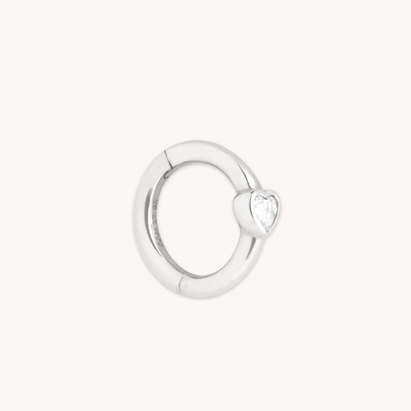 Heart Jewellery - Heart Topaz Seamless Hoop in Solid White Gold - Piercing Hoops - Astrid &amp; Miyu