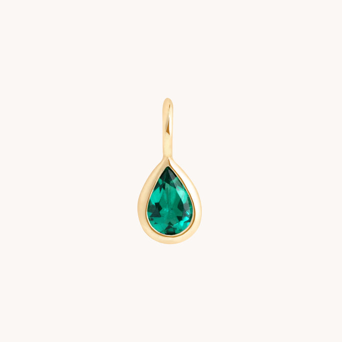 Birthstone Charms - Emerald Pear Charm 9k Gold - Welding Charm - Astrid &amp; Miyu