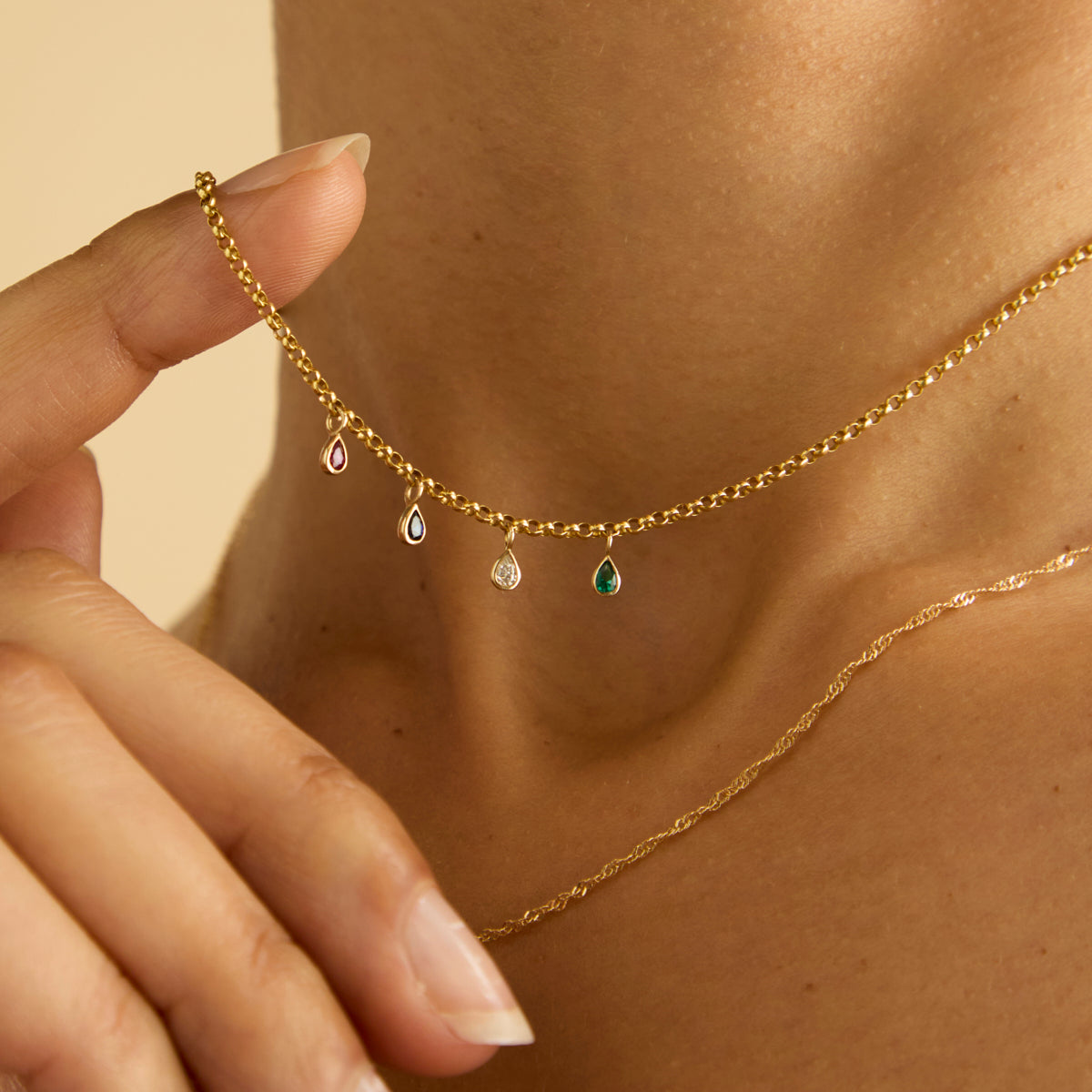 Birthstone Charms - Emerald Pear Charm 9k Gold - Welding Charm - Astrid &amp; Miyu