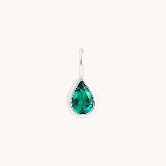 Birthstone Charms - Emerald Pear Charm 9k White Gold - Welding Charm - Astrid &amp; Miyu