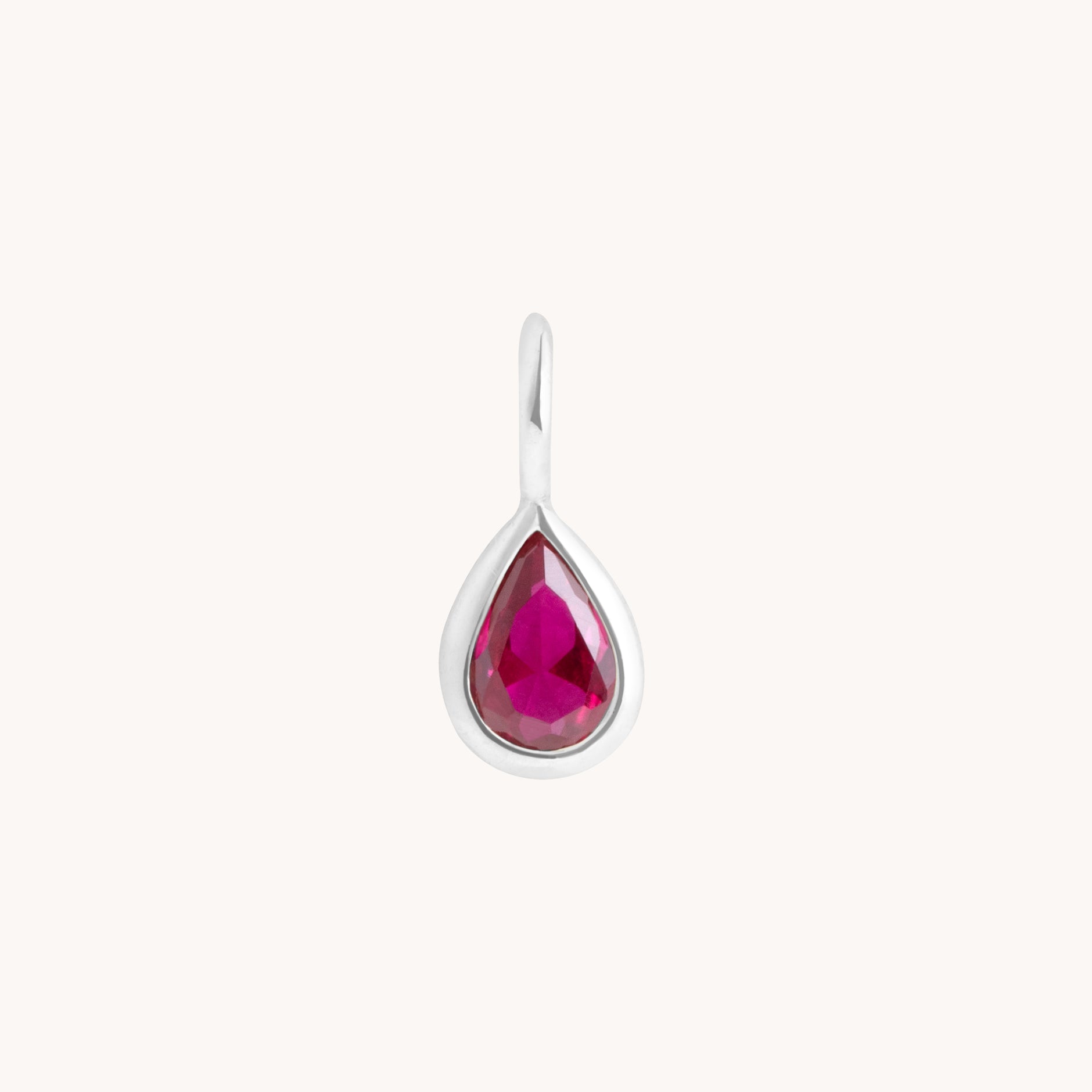 Birthstone Charms - Ruby Pear Charm 9k White Gold - Welding Charm - Astrid &amp; Miyu