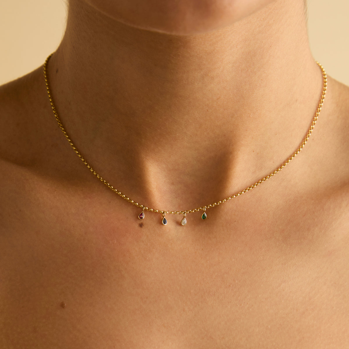 Birthstone Charms - Sapphire Pear Charm 9k Gold - Welding Charm - Astrid &amp; Miyu