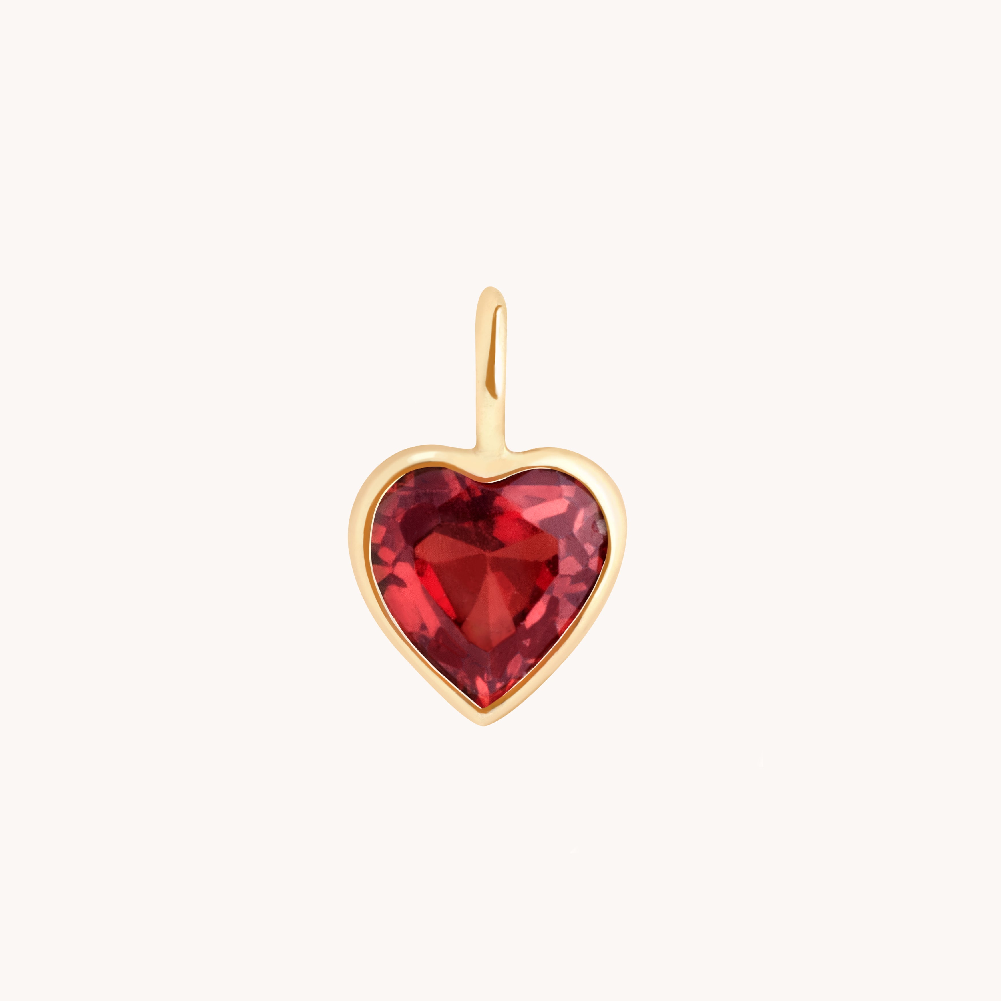 Motif Charms - Garnet Heart Charm 9k Gold - Welding Charm - Astrid &amp; Miyu