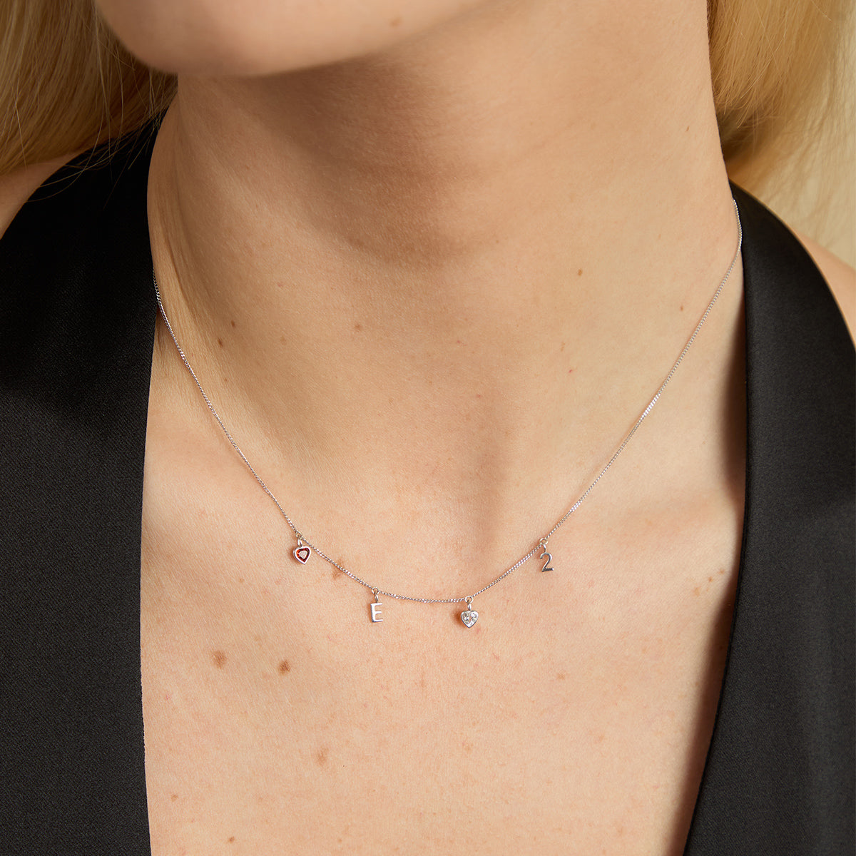 Motif Charms - Garnet Heart Charm 9k White Gold - Welding Charm - Astrid &amp; Miyu