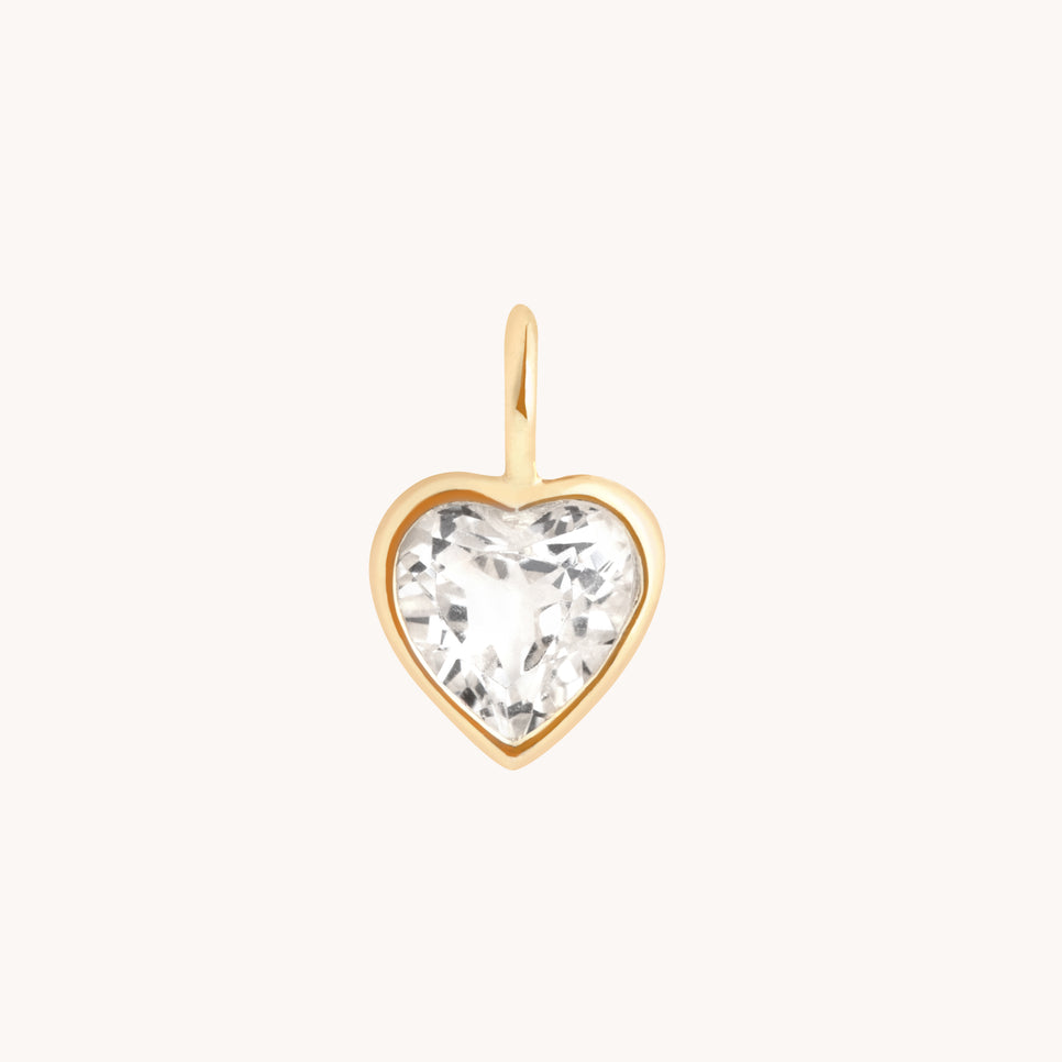 Motif Charms - Heart White Topaz Charm 9k Gold - Welding Charm - Astrid &amp; Miyu