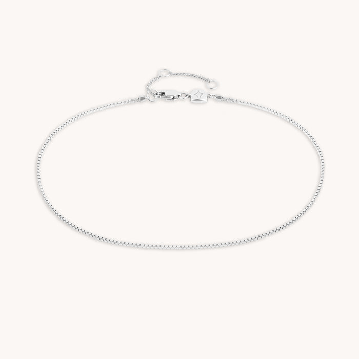 Essential Box Chain Anklet in Silver-Astrid &amp; Miyu